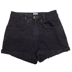 ASOS‎ Black denim shorts womens size 4 high rise rolled hem cotton